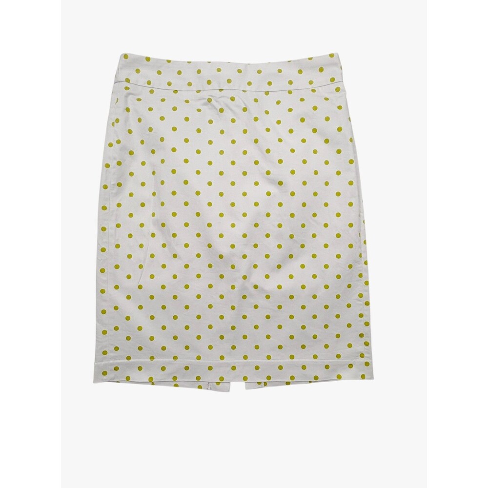 J.Crew Chartreuse Polka Dot Pencil Skirt Cotton Stretch Lined Modern Office 6